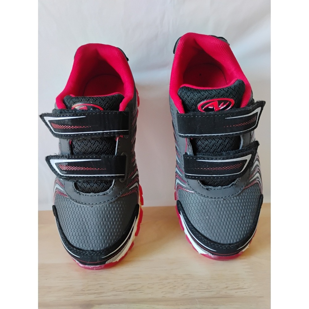 Athletic Works Boys Grey‎ Black Red Double Strap Athletic Sneakers Shoes